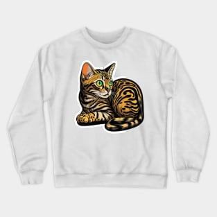 Exotic Bengal Cat Sticker - Premium Quality Crewneck Sweatshirt